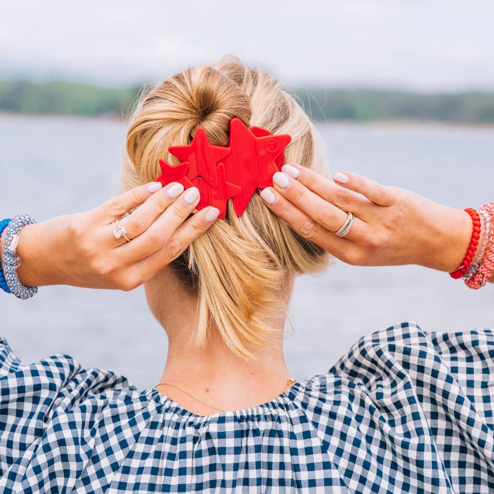 Flat Hair Clip | Large | Red Shooting Star - Zen&Zip