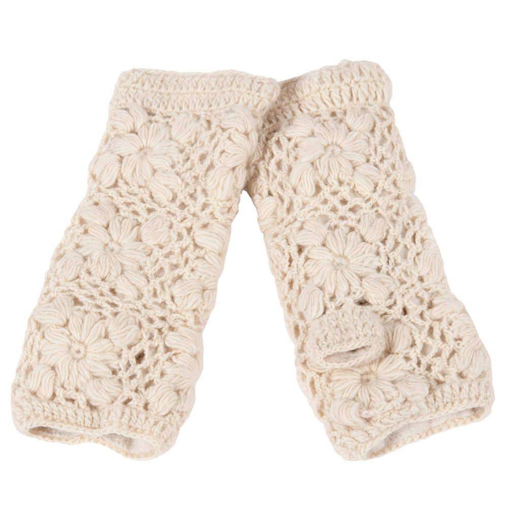 Flower Crochet Fingerless Gloves by Nirvanna Designs