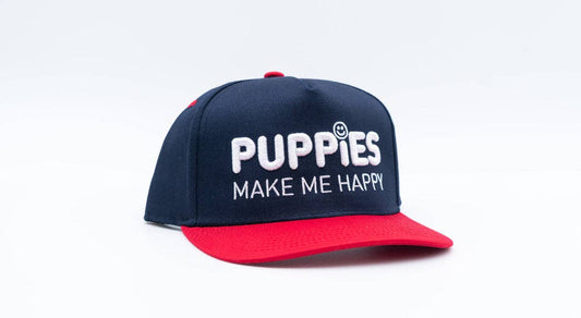 Puppies Make Me Happy Hat | Navy & Red - Zen&Zip