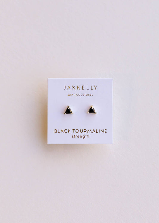 Mini Energy Gem Gold Earrings by JaxKelly | Black Tourmaline - Zen&Zip