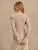Blanca VNeck Rib Knit Top by Varley | Cement
