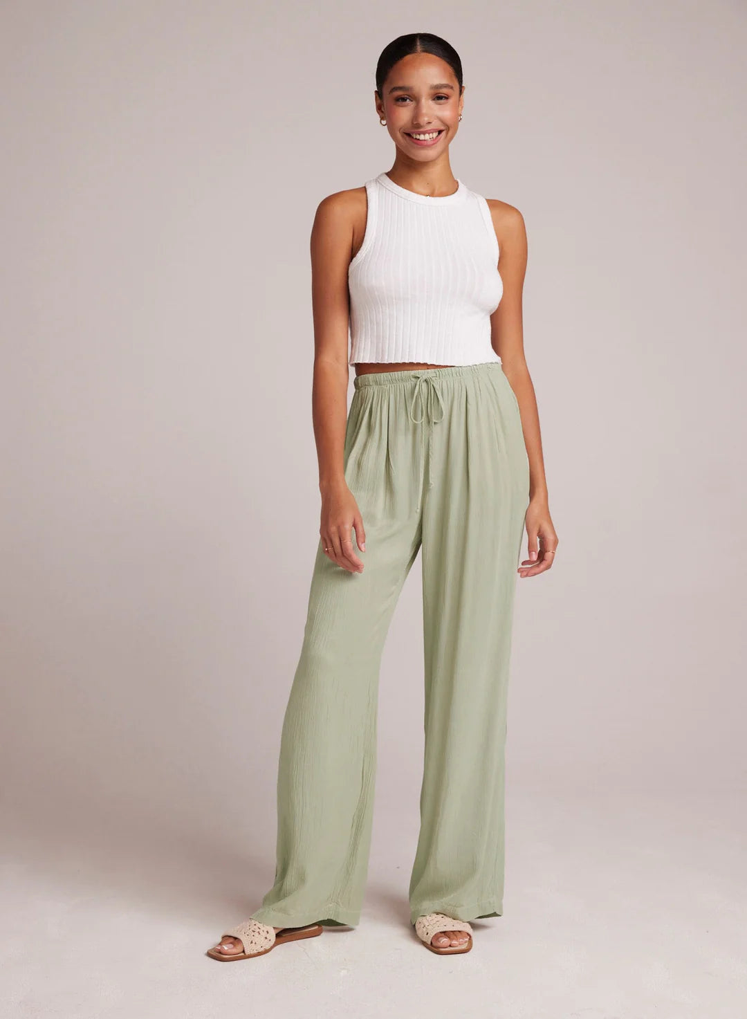 Easy Pleated Wide Leg Pant Coastal Sage