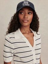 Wren Knit Polo by Varley | White/Blue Nights