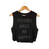 Title Tee Sleeveless Crop Tank by Puppies Make Me Happy | Black Foil