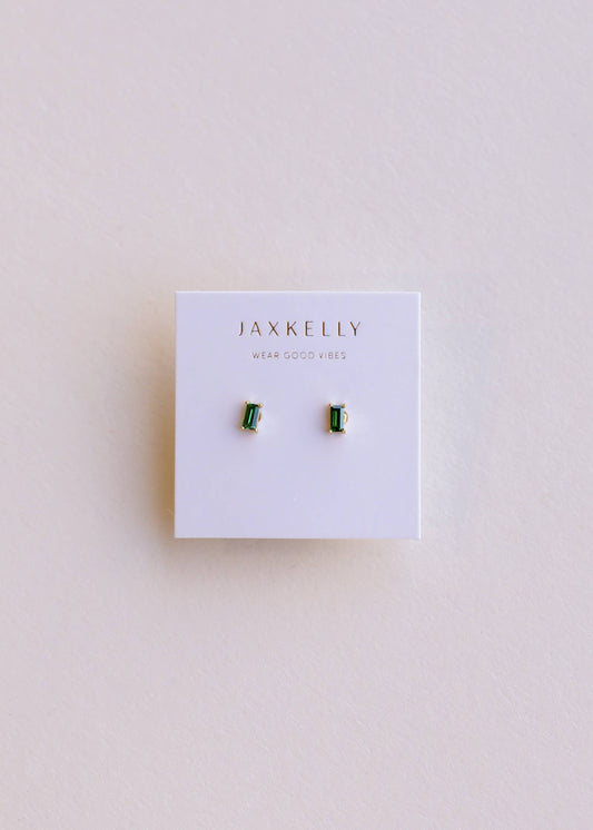 Baguette Gold Earrings by JaxKelly | Emerald - Zen&Zip