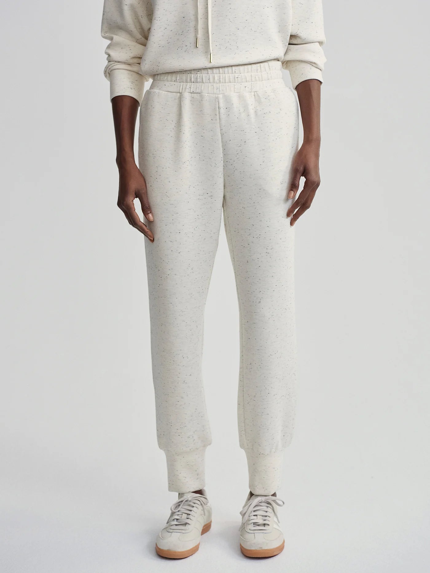 The Slim Cuff Pant 27.5 by Varley | Ivory Marl Fleck