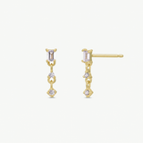 Mini Baguette Drop Earrings - White - Zen&Zip
