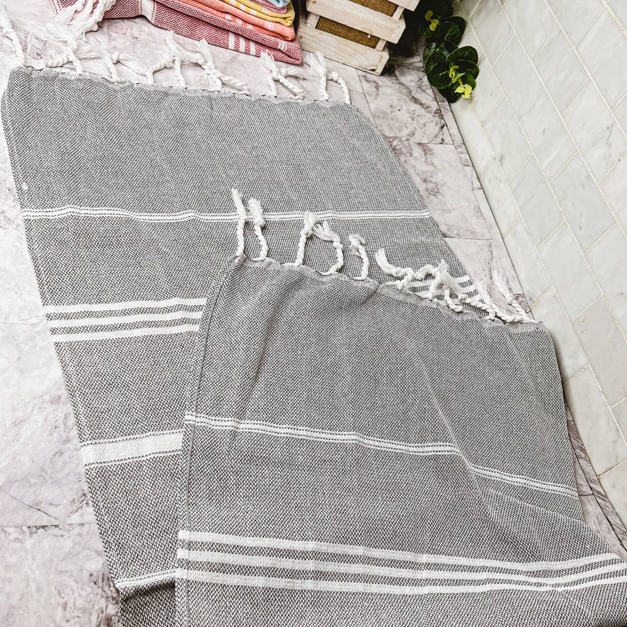 Kitchen or Bathroom Hand Towels with Tassels, Turkish Cotton - Zen&Zip