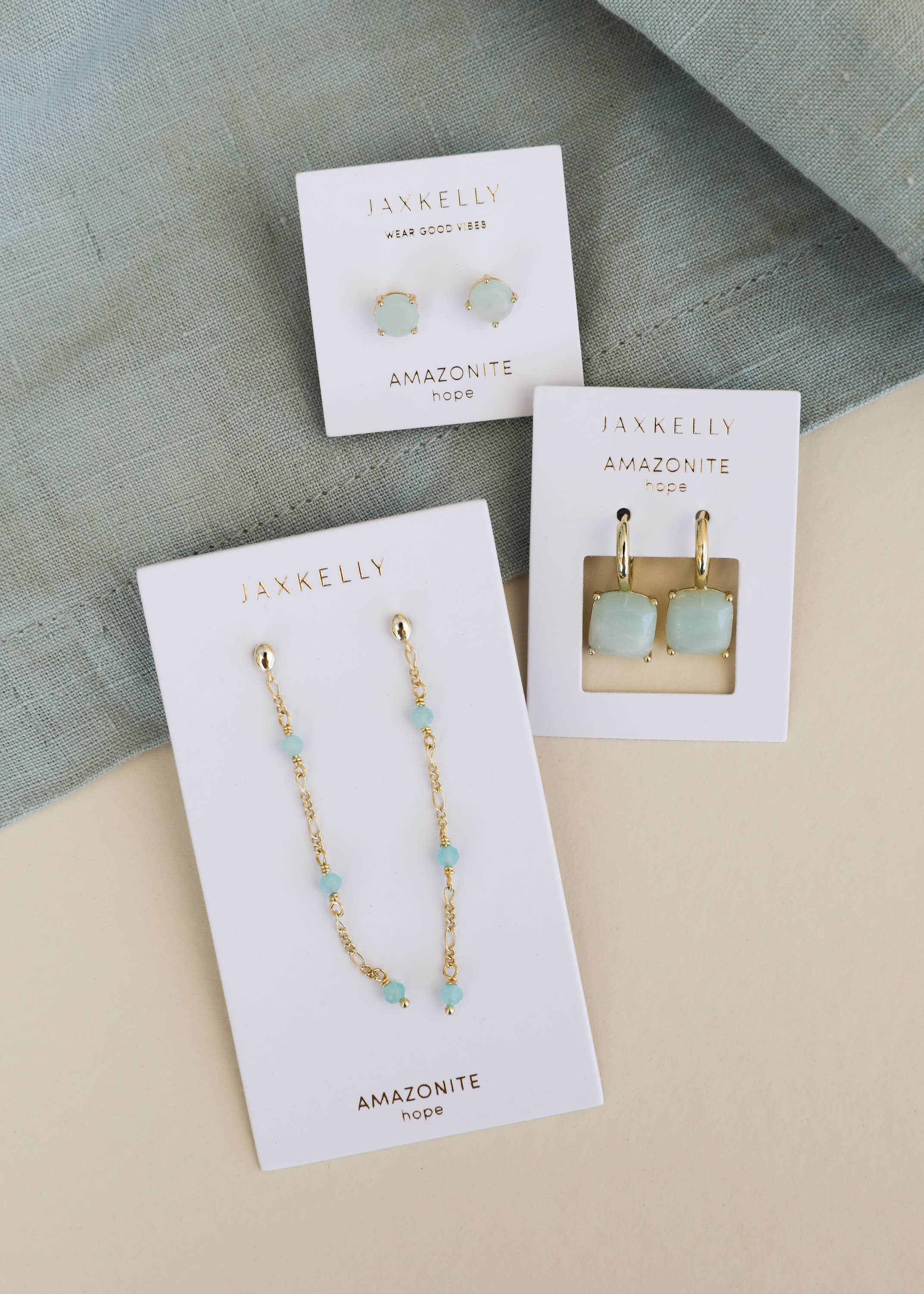 Round Gemstone Earrings by JaxKelly | Amazonite - Zen&Zip