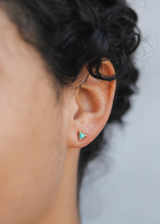 Mini Energy Gem Gold Earrings by JaxKelly | Turquoise - Zen&Zip
