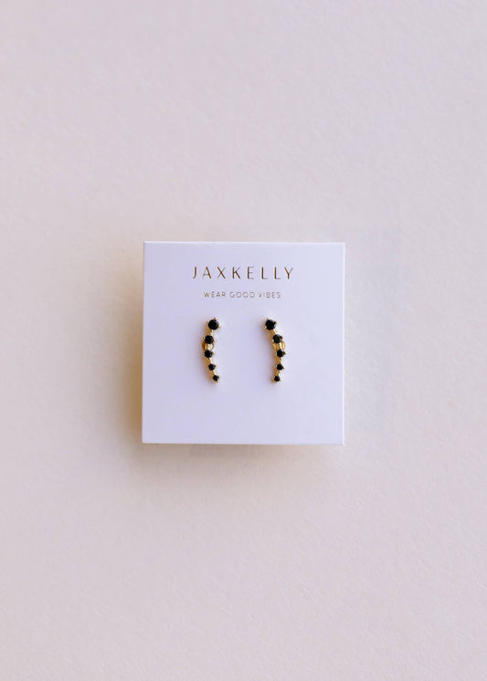 Crawler Gold Earrings by JaxKelly | Black CZ - Zen&Zip