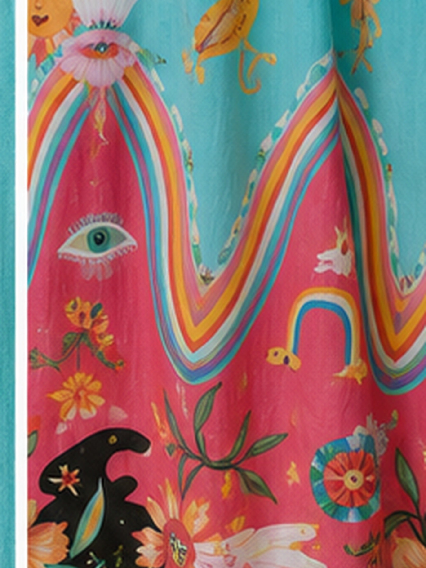 Giulia Dress by Scandal Italy in Aqua, printed hem detail