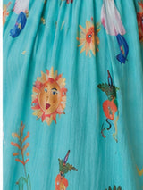 Giulia Dress by Scandal Italy in Aqua, neckline and print detail