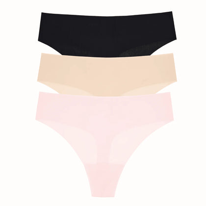 Like Nothing Thong 3 Pack by Honeydew | Black/Nude/Budding Pink