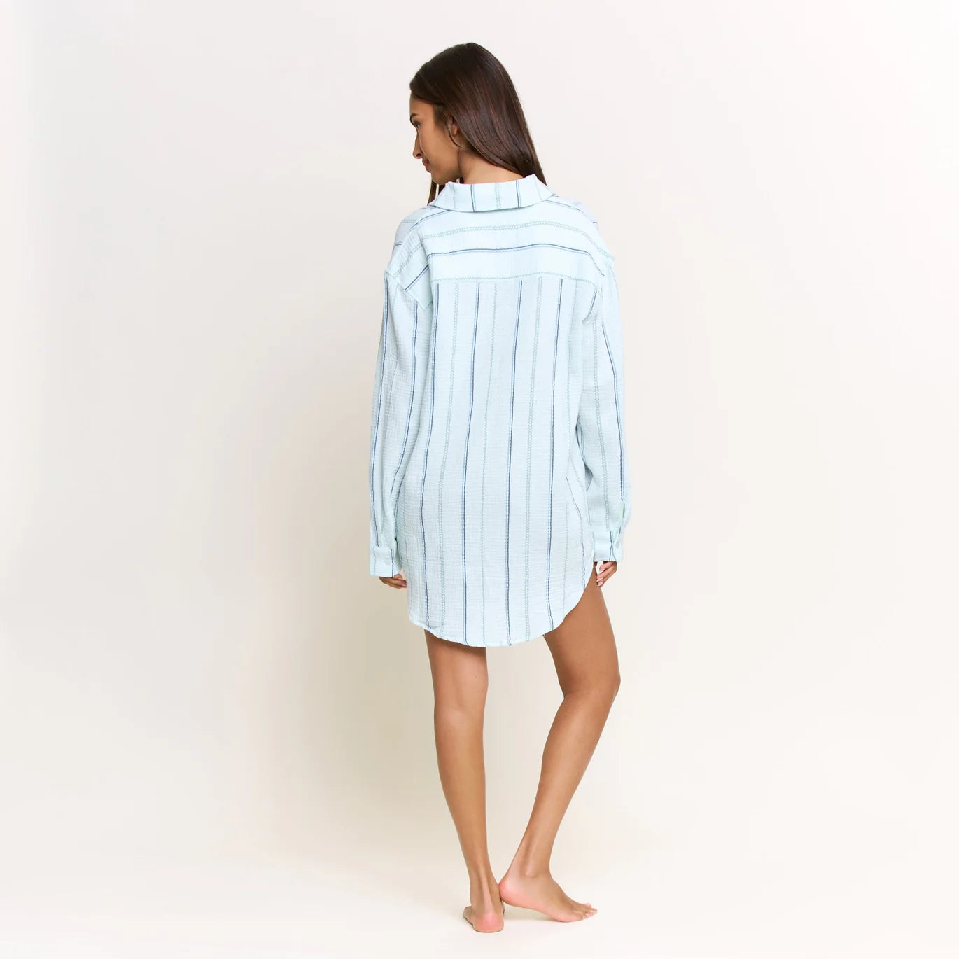 Long Weekend Sleepshirt by Honeydew | Aqua Southwest Stripe