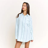 Long Weekend Sleepshirt by Honeydew | Aqua Southwest Stripe