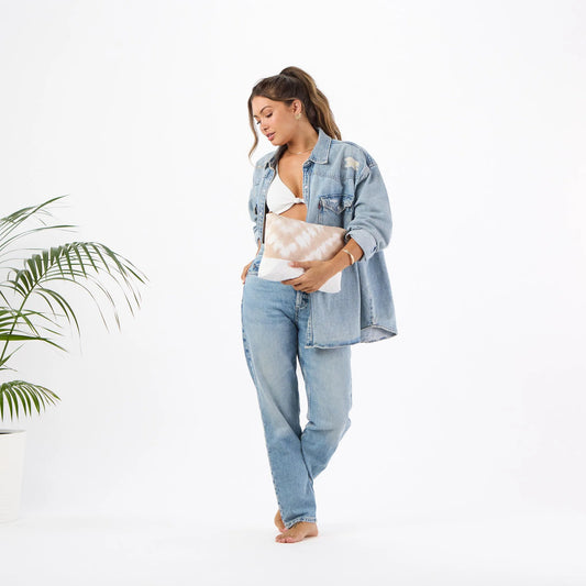Shibori Mid Pouch by Aloha Collection | Sandstone - Zen&Zip