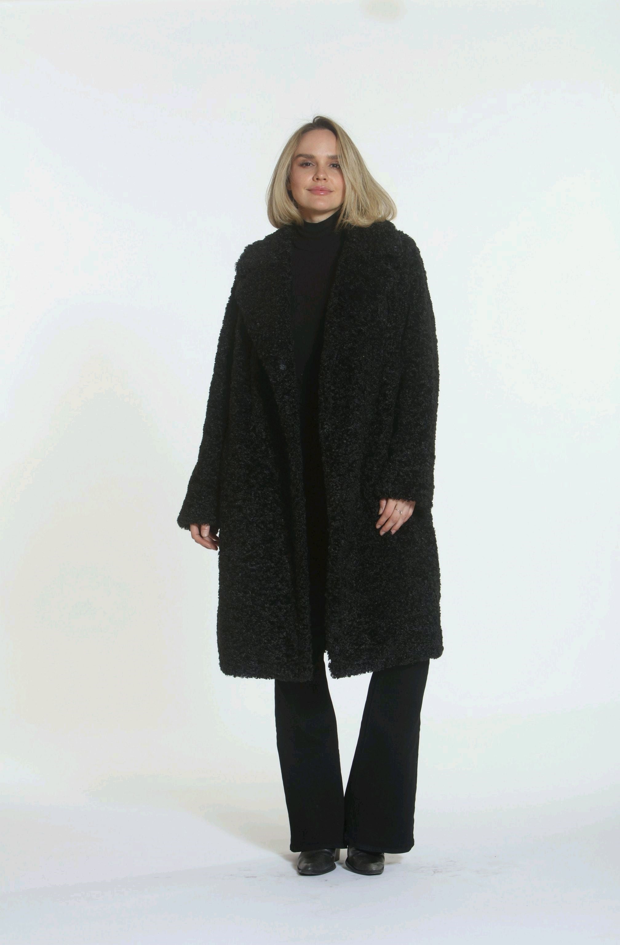 Nindy OS Textile Coat by Mauritius in Black