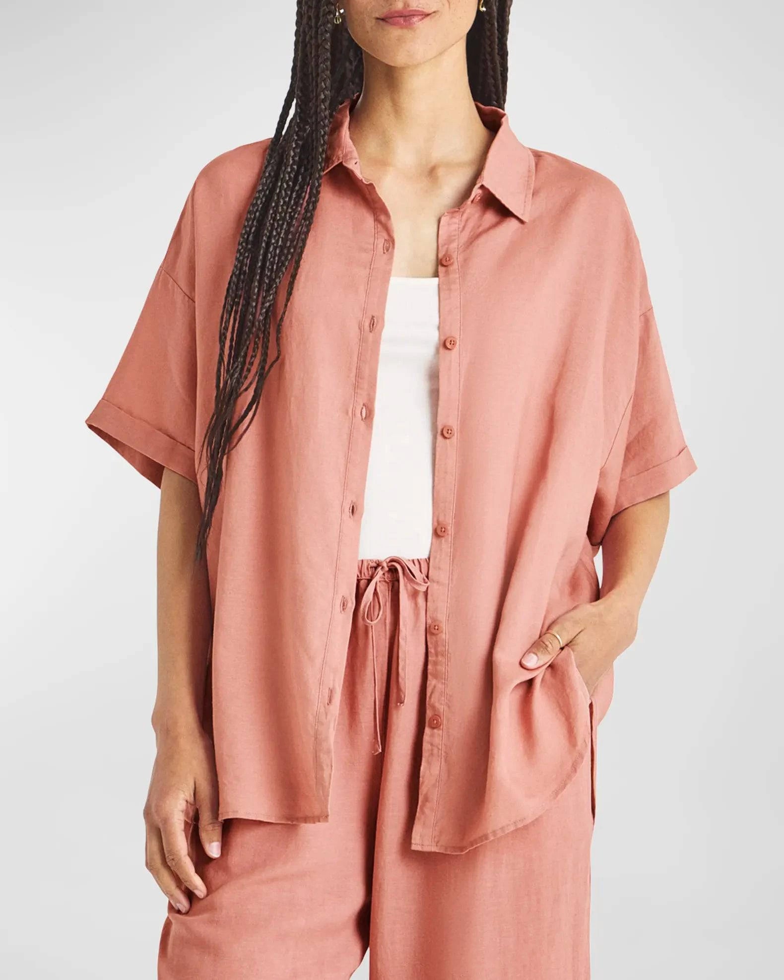 Sunset Button Down Dawson SS Linen Buttondown by Splendid | Sunset – Zen&Zip