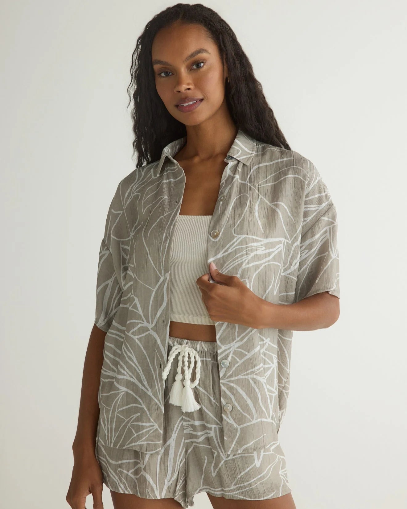 Oversized SS Shirt by Bella Dahl | Tropical Print