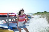 Maui Shell Half Striped Top Cotton by Wooden Ships | Almond Butter Stripe - Zen&Zip