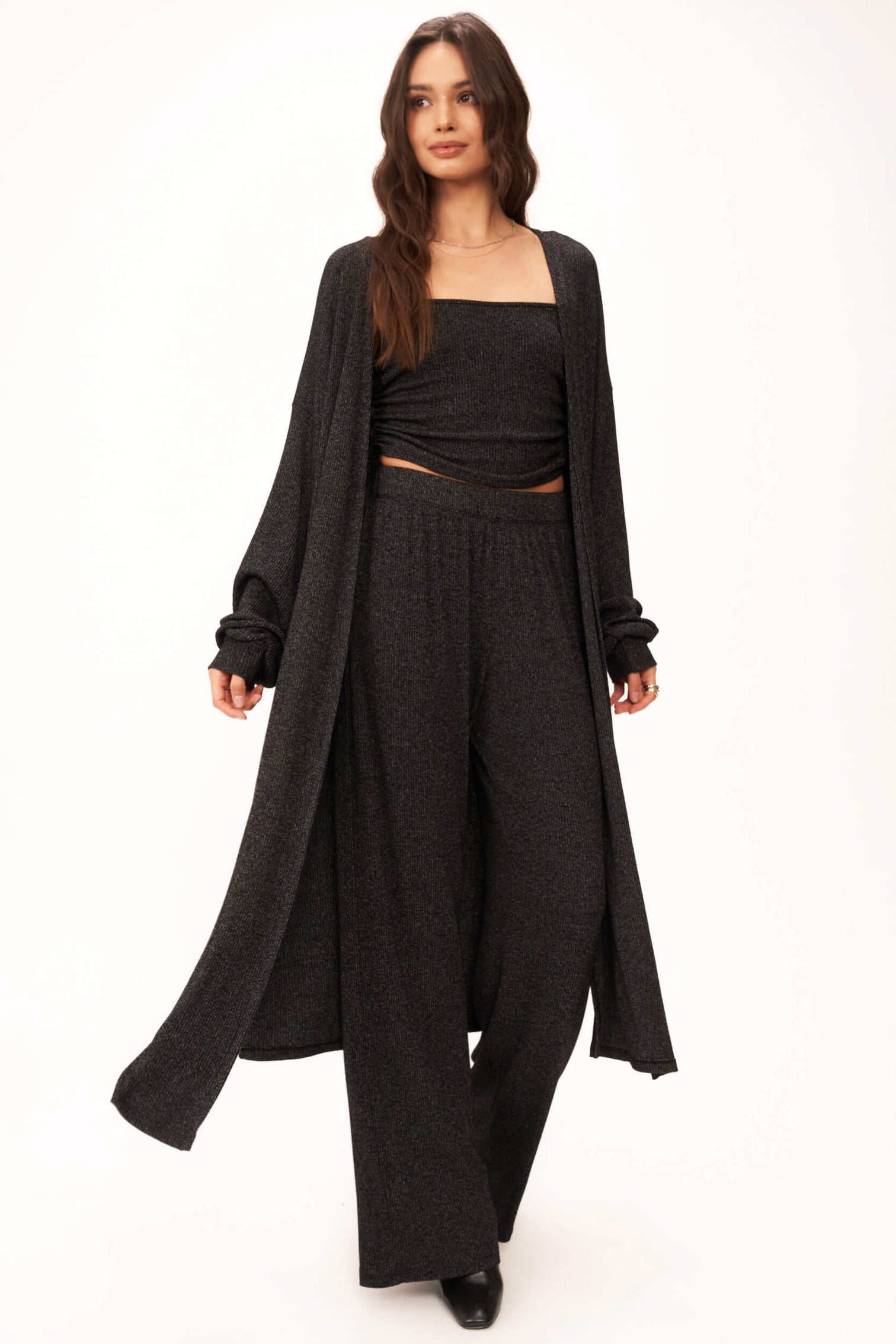 Catch Flights Maxi Rib Cardi Black