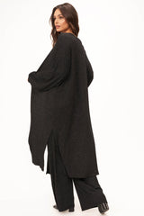 Catch Flights Maxi Rib Cardi Black