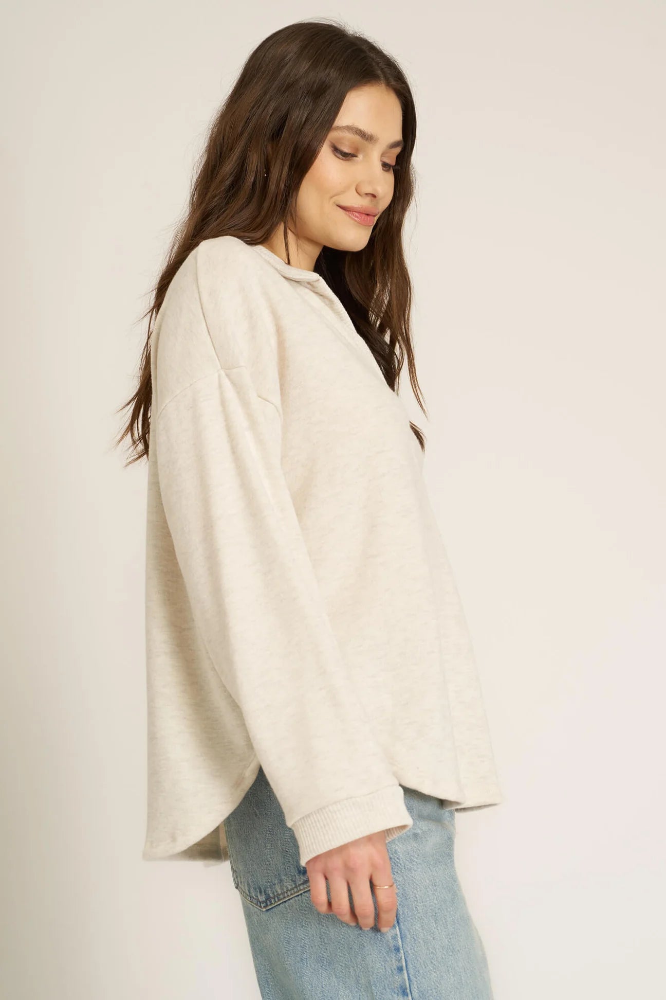 Chiara Cozy Oatmeal Collared Pullover