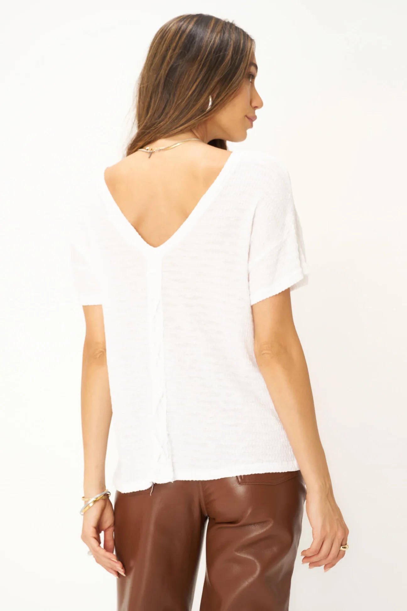 Isadora Back Lace up Striped Rib Tee