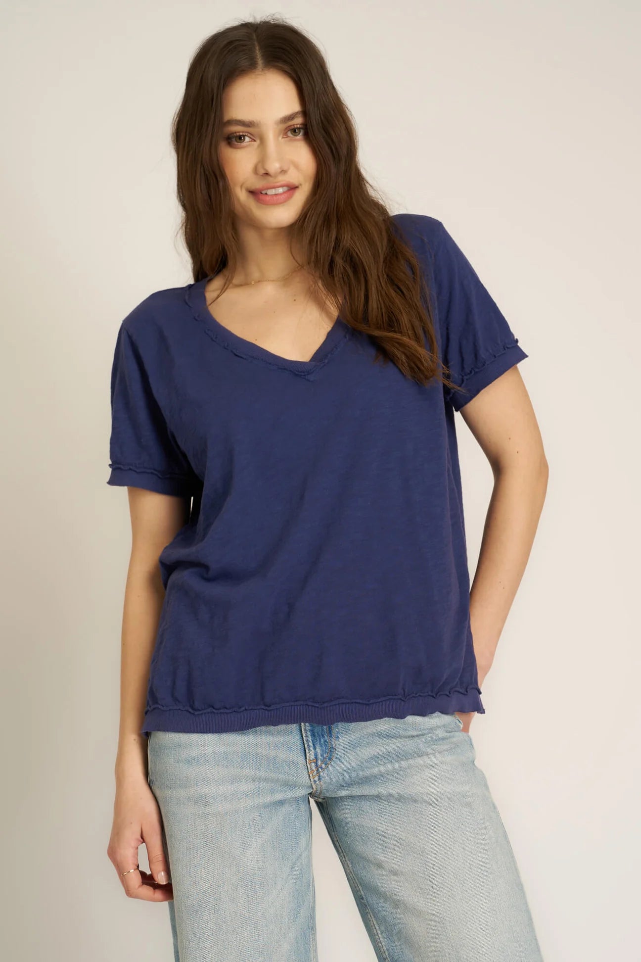 Knockout VNeck Tee Rich Indigo