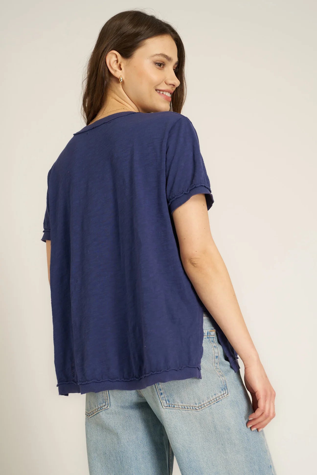 Knockout VNeck Tee Rich Indigo