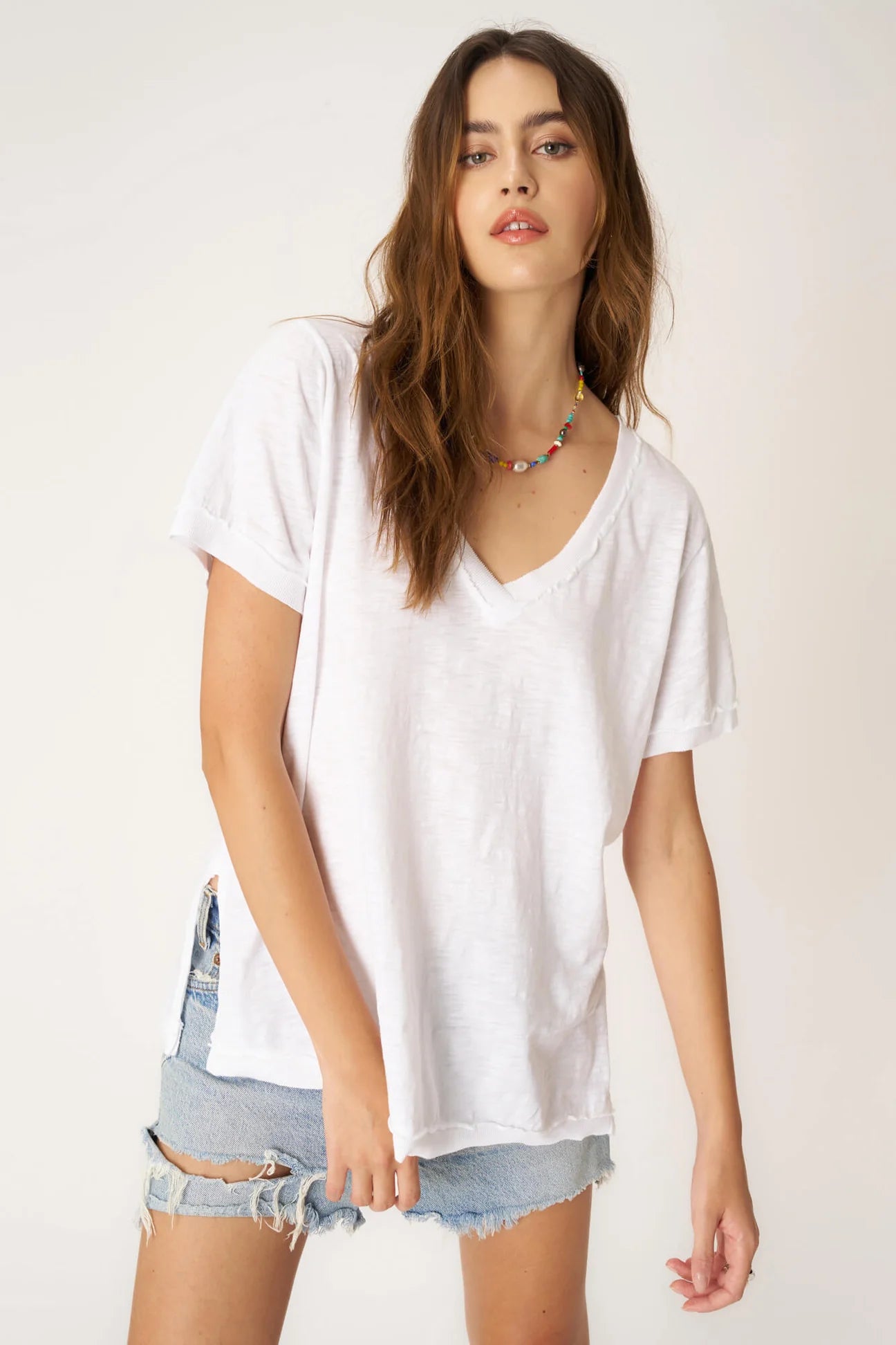 Knockout VNeck Tee White