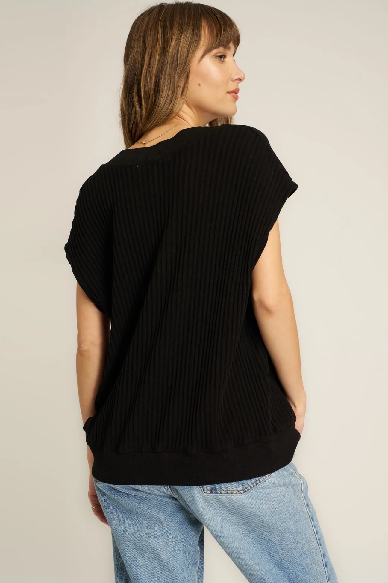 Lost in Love Oversized Sweater Vest Black