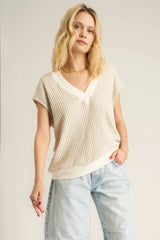 Lost in Love Oversized Sweater Vest Mother of Pearl