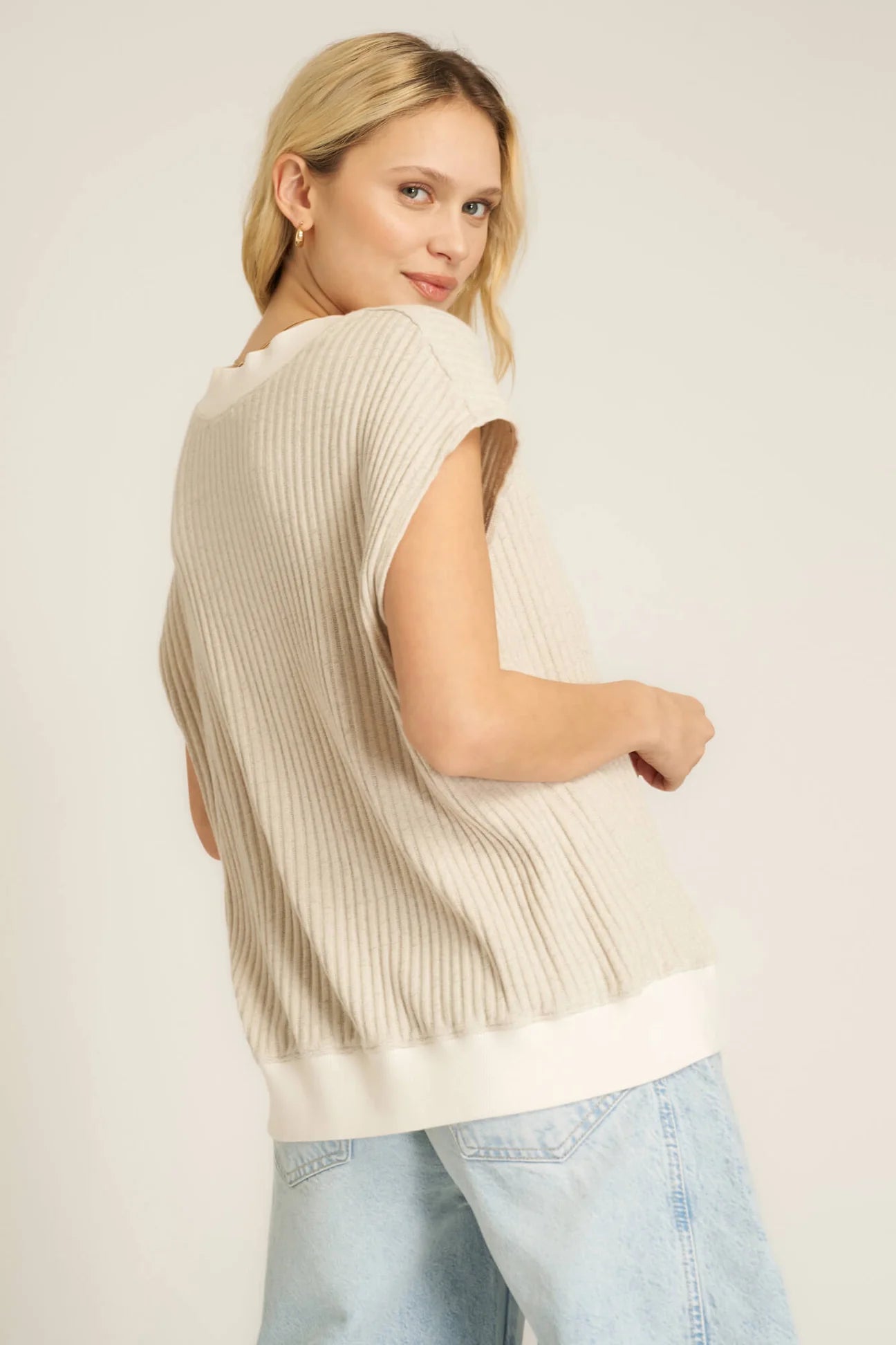 Lost in Love Oversized Sweater Vest Mother of Pearl