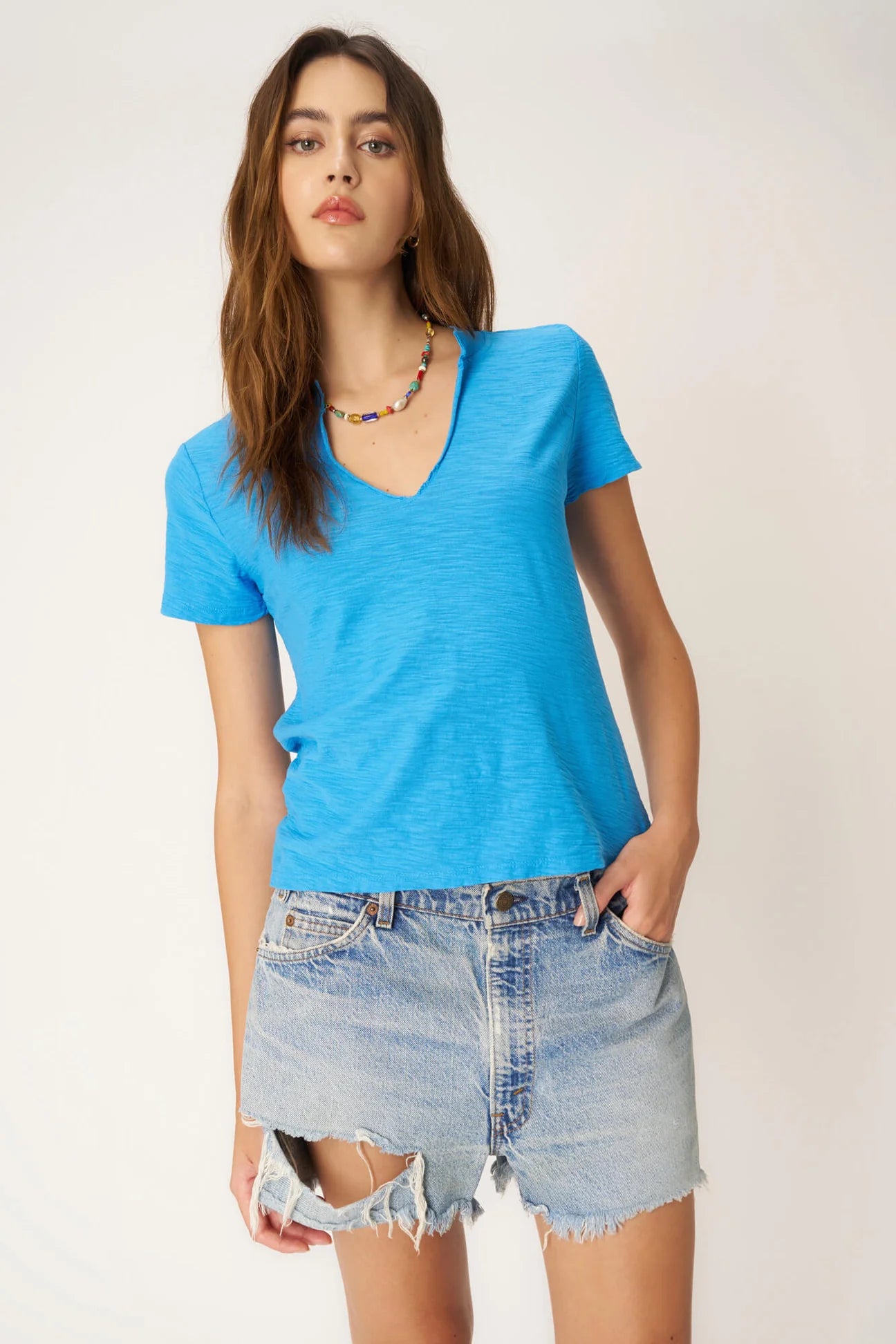 Plata Notched Tee Blue Lagoon