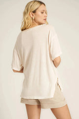 Por Vida Textured Tee by Project Social T | Mother of Pearl