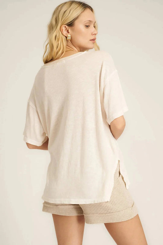 Por Vida Textured Tee by Project Social T | Mother of Pearl - Zen&Zip