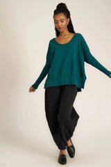 Quinn Mixed Fabric Oversized Pullover