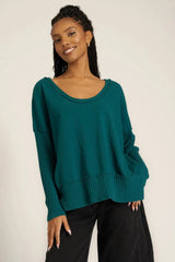 Quinn Mixed Fabric Oversized Pullover