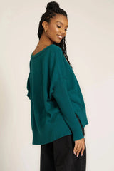 Quinn Mixed Fabric Oversized Pullover