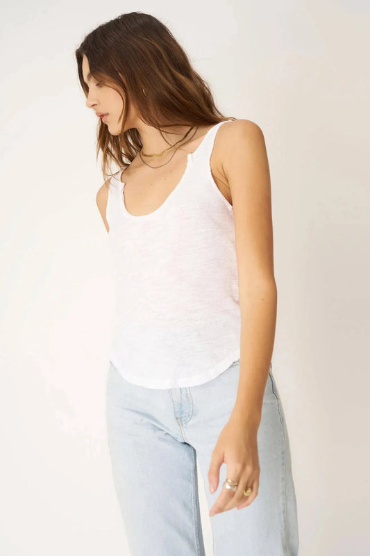 So Long Scoop Neck Rib Tank by Project Social T | White - Zen&Zip