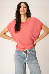 Stop Playin Textured Tee-Sunset Coral