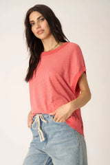 Stop Playin Textured Tee-Sunset Coral