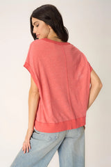 Stop Playin Textured Tee-Sunset Coral