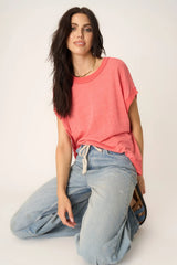 Stop Playin Textured Tee-Sunset Coral