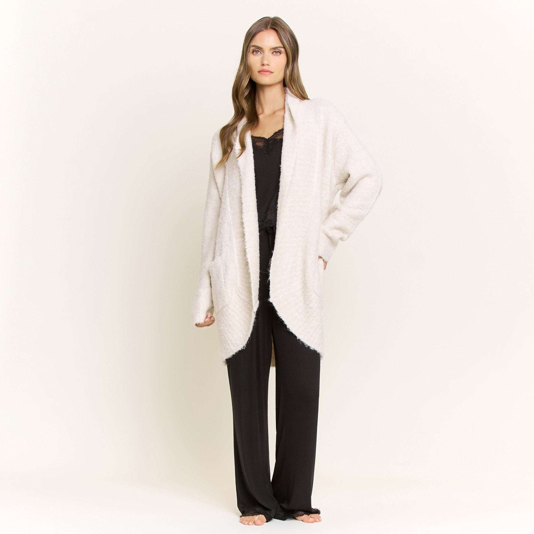 Ready to Relax Cardigan by Honeydew in Ivory