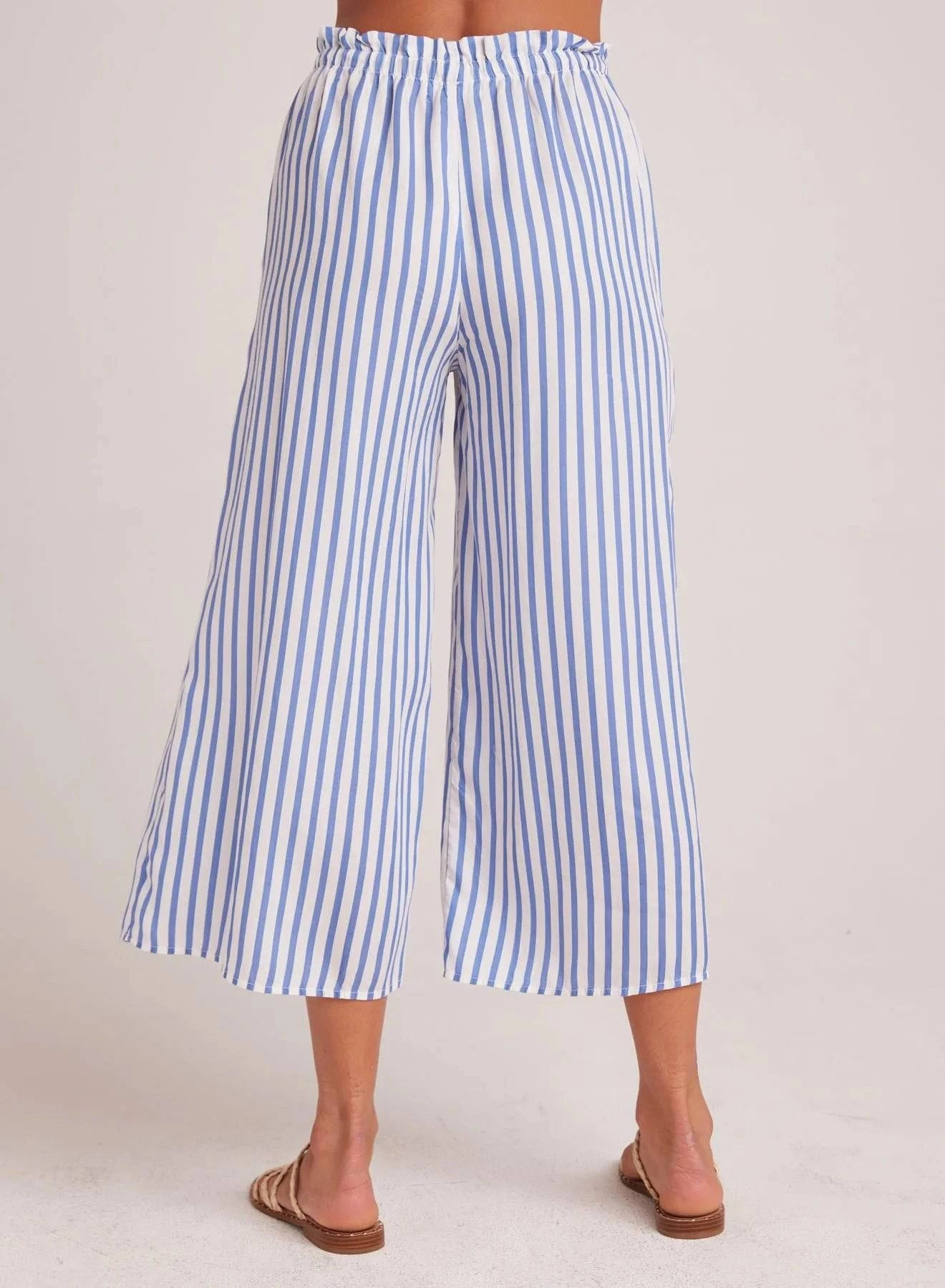 Ruffle Waist Wide Leg Crop  by Bella Dahl | Bahia Breeze Stripe