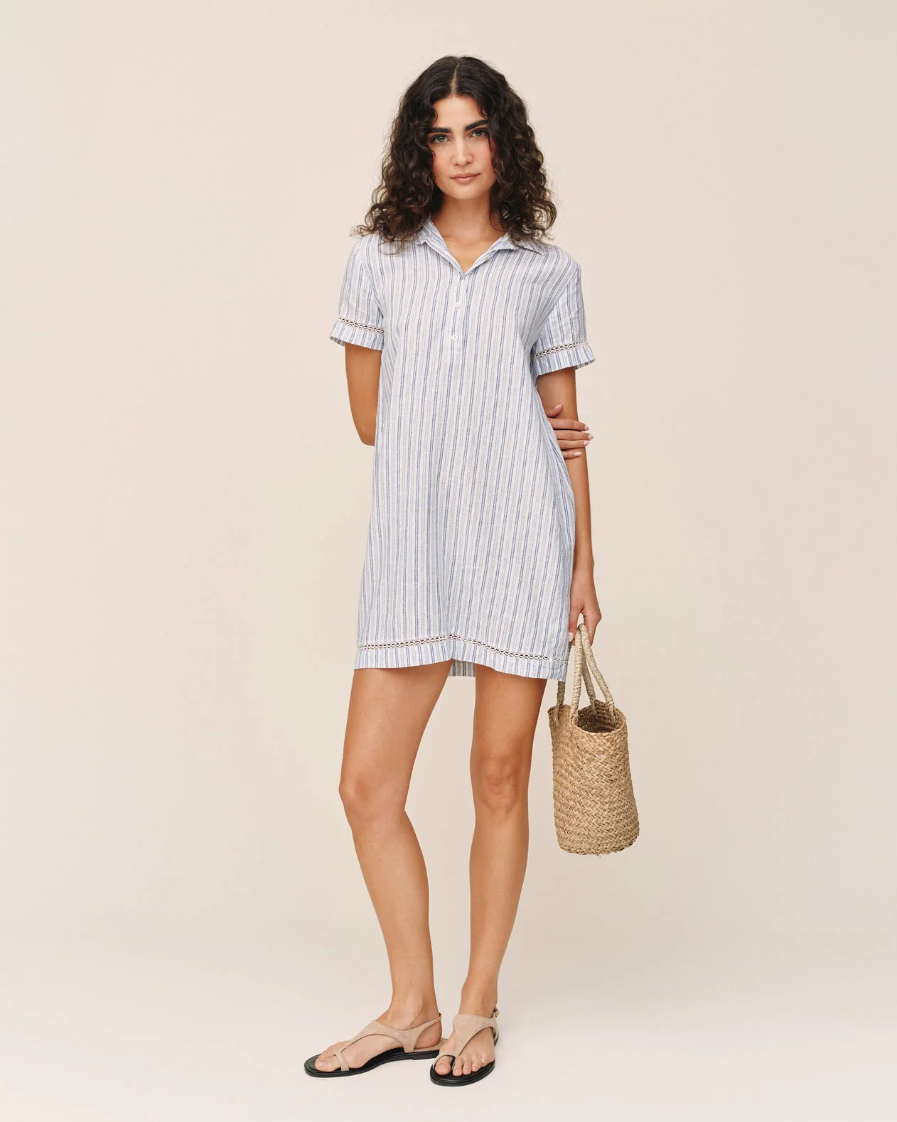 Short Sleeve Pullover Shirt Dress by Bella Dahl | Ocean Blue Stripe