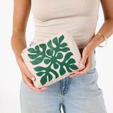 Appliqué Small Pouch by ALOHA Collection in Vineyard, exact carried color on model
